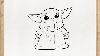 Como dibujar a BABY YODA KAWAII (STAR WARS) - paso a paso, facil, kawaii y para principiantes