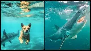 Dog Swims in SHARK INFESTED waters...