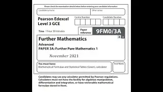 FP1 2021 Pearson Edexcel Further Maths A level