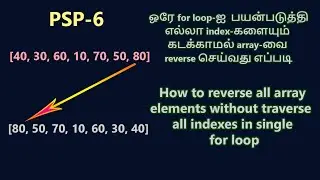 PSP6 How to reverse array without traverse all indexes in single for loop | Reverse array elements