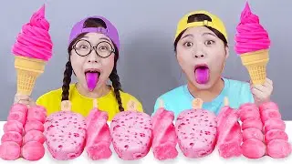 Мороженое из магазина у дома Розовый десерт Мукбанг ДОНА DONA