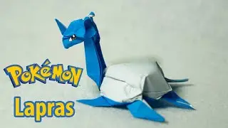 How to Make a 2-Color Lapras with ONE Sheet of Paper! (No Glue/Cuts) - Origami Pokémon