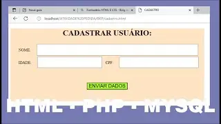 CADASTRANDO NO FORMULARIO E SALVANDO NO BANCO DE DADOS MYSQL.