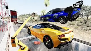 Cars Vs Mega High Container  Jump Test #4 - Speed Car Crash - BeamNG Drive