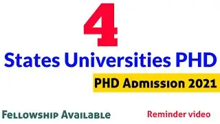 Phd admission 2021|4 States Universities PHD Admission 2021|Phd notification 2021