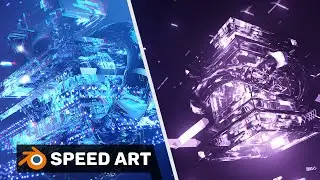 Blender SPEED ART Modeling a FUTURISTIC Sci-Fi Scene!