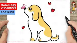 How to Draw a Cute Puppy and a Butterfly Easy