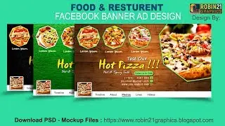 Facebook Banner Ads Design - Food Resturent Pizza Ads Template [ Photoshop Tutorial ]