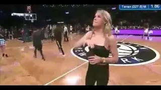 WATCH  Genie Bouchard takes Super Bowl bet date to Nets game   YouTube