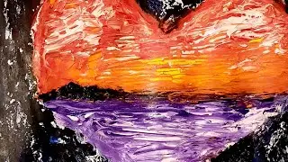 Вид на море / Техника мастихином / Живопись акрилом / для начинающих /step by step