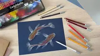 Koi fish drawing with STABILO CarbOthello by @hellohoney_nbg