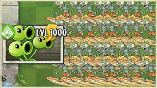 Threepeater Level 1000 vs Surfer Zombies  | Plants vs Zombies 2 Epic Hack