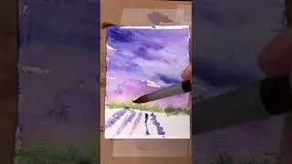 EASY Watercolor Lavender field landscape