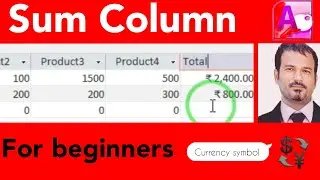 Sum column in access database 2016 | currency symbol