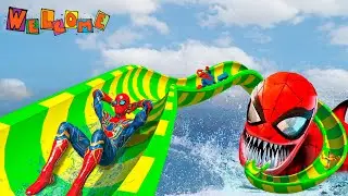RAGDOLL Physics Fails in Water Slides SPIDERMAN Style!