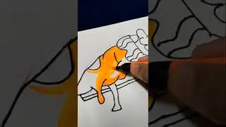 Drawing Pizza Steve of Uncle Grandpa with brush pens Drip Effect #shorts 😍