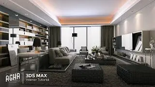 3DS Max Living Room interior Tutorial Vray Render + Photoshop
