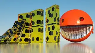 Giant Glass Dominoes VS Red Robot Pacman