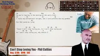 🎸 Can't Stop Loving You - Phil Collins Guitar Backing Track with chords and lyrics