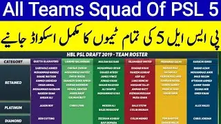 PSL 2020 | All Teams Squads Of PSL 2020 | PSL 5 | All Teams Squads In PSL 5 | PSL 5 All Teams Squads