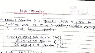 Logical Operator in C hindi | what is logical operator | AndroJava Official
