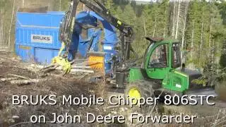 Bruks Mobile Chipper 806 STC  on JD Forwarder