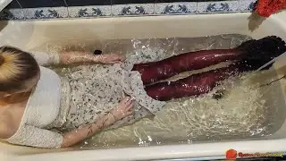 Russian Home Wetlook - rhw_121. Long light skirt, burgundy tigths