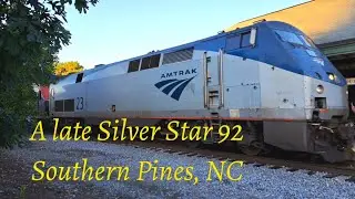 Amtrak engine 23 leads the Silver Star into the Southern Pines, NC station