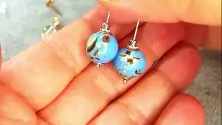Blue shell in resin earrings how to make process