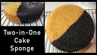 Two-In-One Cake Sponge | Half & Half Sponge | Half Chocolate Half Vanilla | Eggless Cake Sponge