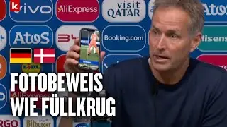 Dänemark-Coach Hjulmand schimpft über VAR und zückt sein Handy | Deutschland - Dänemark 2:0