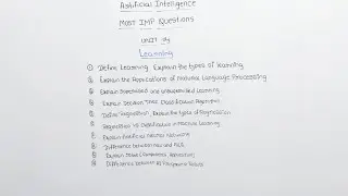 Artificial Intelligence imp Questions | unit 4 | Unit - 4 LEARNING | BCA Notes | AI