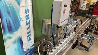 Adhesive Filling Machine , 2 Head Inline Automatic Piston Filler , Fill Direct from Tote - JDA