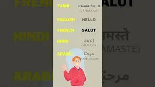 One word in 5 different languages #french #english #tamil #hindi #arabic #shorts #hello