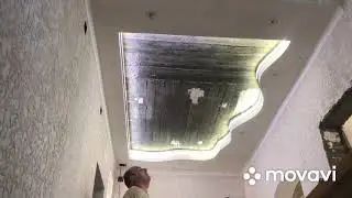 Потолок в два уровня, гипсокартон + натяжной с подсветкой LED 50*50 своими руками