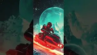 snow snowmobile mountain Cyber Rider cyberpunk retrowave chillwave