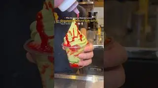 Do you like strawberry matcha latte? You will LOVE strawberry matcha soft serve 💚🍓 #food #yummy