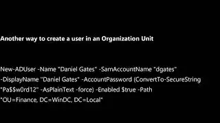 Power Shell Script to create a User account in Windows Active Directory