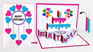 Birthday greeting card making handmade easy | 3d greeting card | pop-up birthday card | how to make
