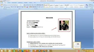 how to add photo in resume in ms word / Resume me photo kaise lagaye / ms word - insert picture