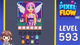 Pixel Flow Level 593 Solution Walkthrough