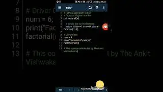 Python 3 Program To Find Factorial Of A Number Using Pydroid3 Application In Mobile😱🇮🇳🤞