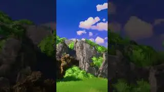 Unreal engine 5 Stylized graphic - studio ghibli style - green mountain