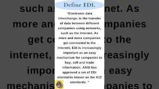 Define EDI .Electronic Data Interchange .#EDI #dataexchange