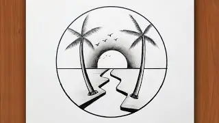 Very Easy Circle Scenery Pencil Drawing for Beginners Step by Step | Drawing images | Art