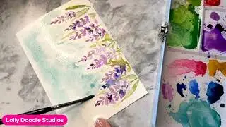 Watercolor Painting Lavender Flowers and Brush Lettering Script | Love is Everything