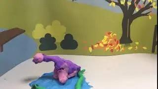Ormen och dinosaurien går och sover