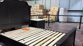 Wooden/ Timber King Size Mid Century Bed Frame in Black - Sydney