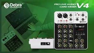D Debra Audio Mixer V4 4-channel Audio Interface with MP3/USB Bluetooth, 48V Phantom Power