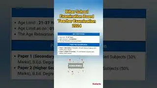 Bihar School Examination Board Teacher Examination 2024 #govtjobs
